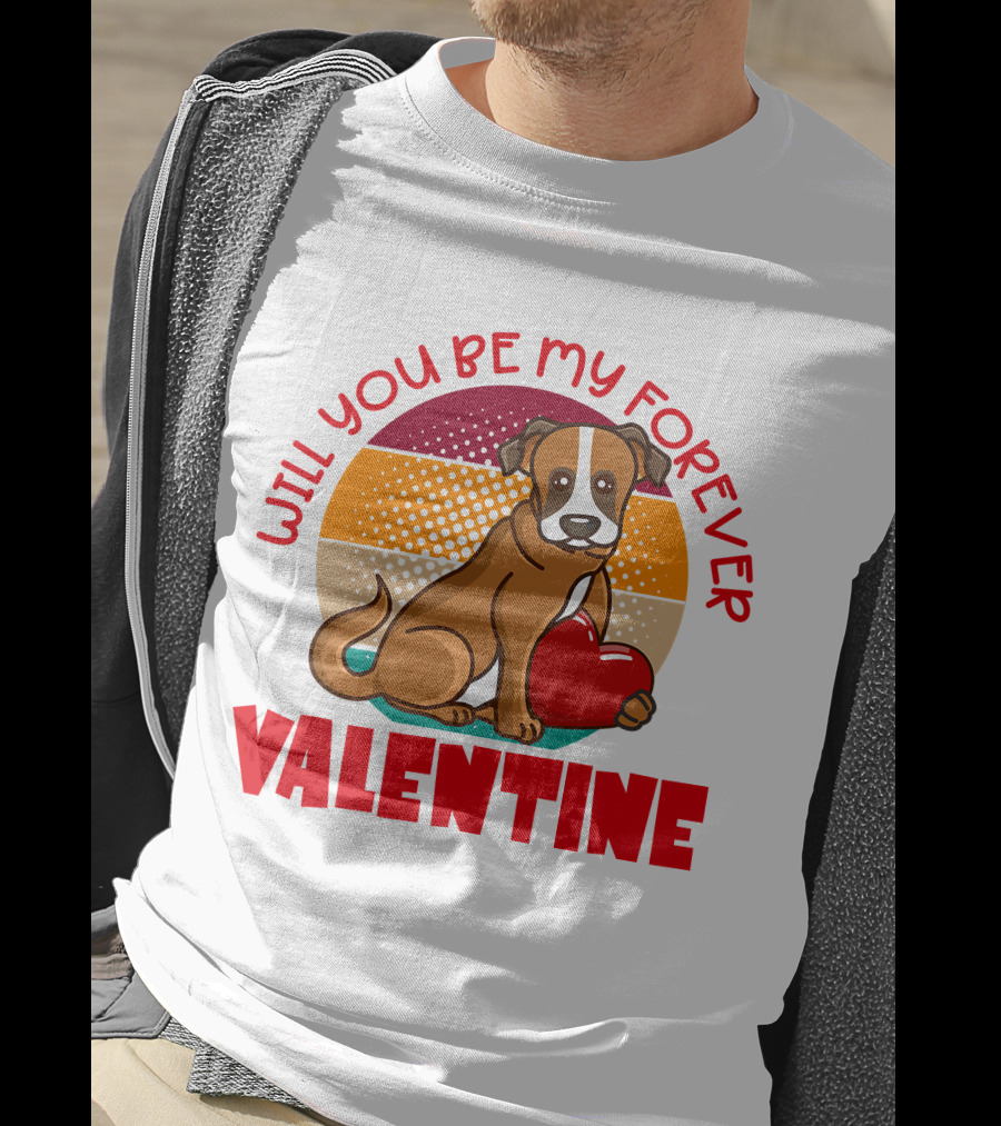 Will You Be My Forever Valentine Boxer Holding Heart T-Shirt