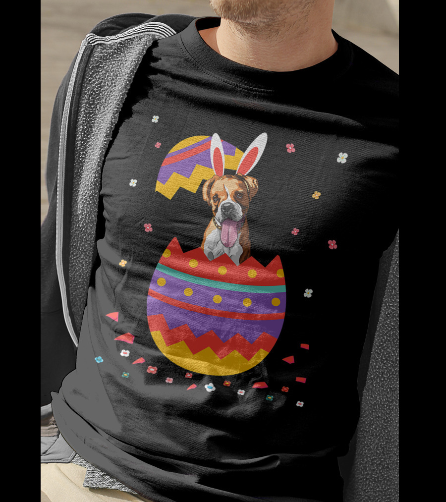 Bunny Ears Dog In Colorful Easter Egg For Cute Easter Day T-Shirt