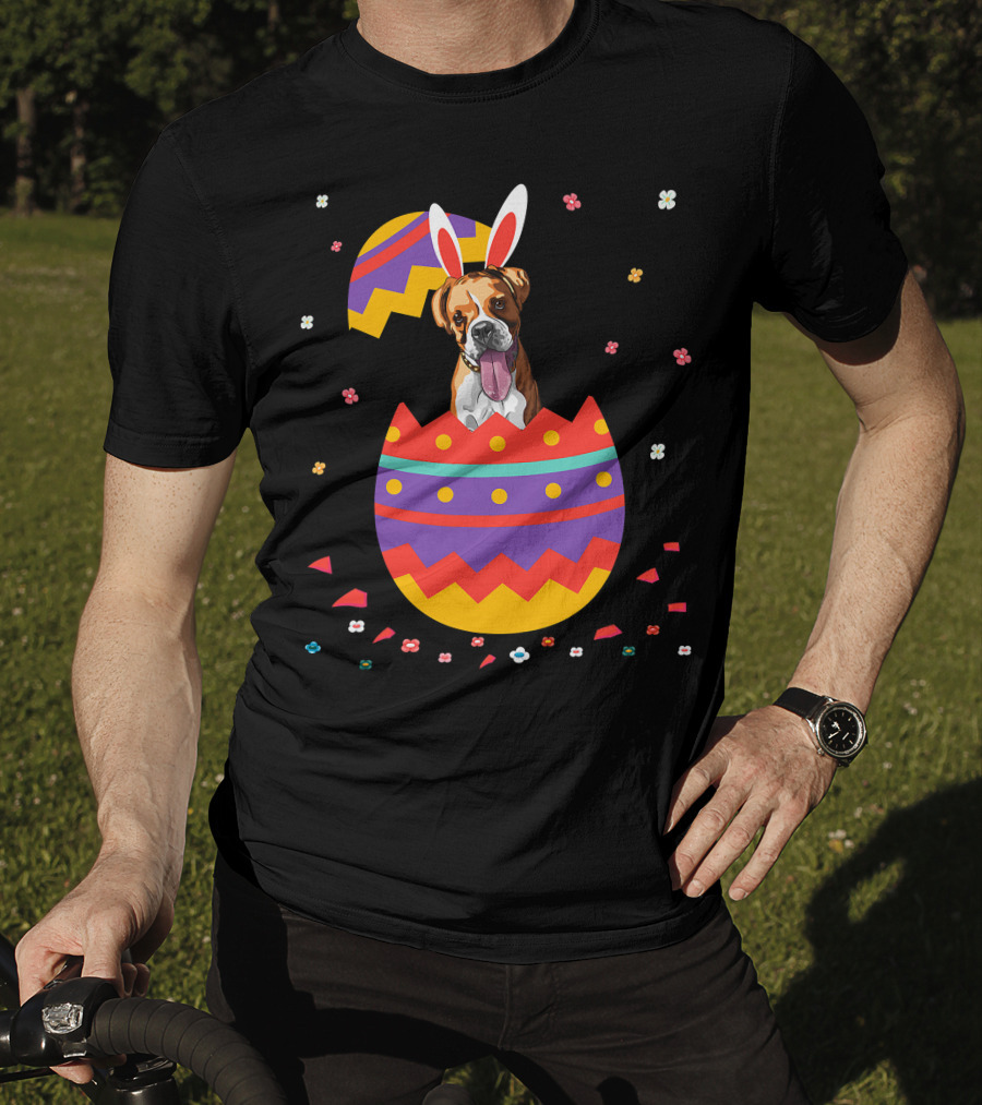 Bunny Ears Dog In Colorful Easter Egg For Cute Easter Day T-Shirt