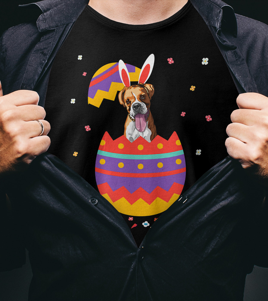 Bunny Ears Dog In Colorful Easter Egg For Cute Easter Day T-Shirt