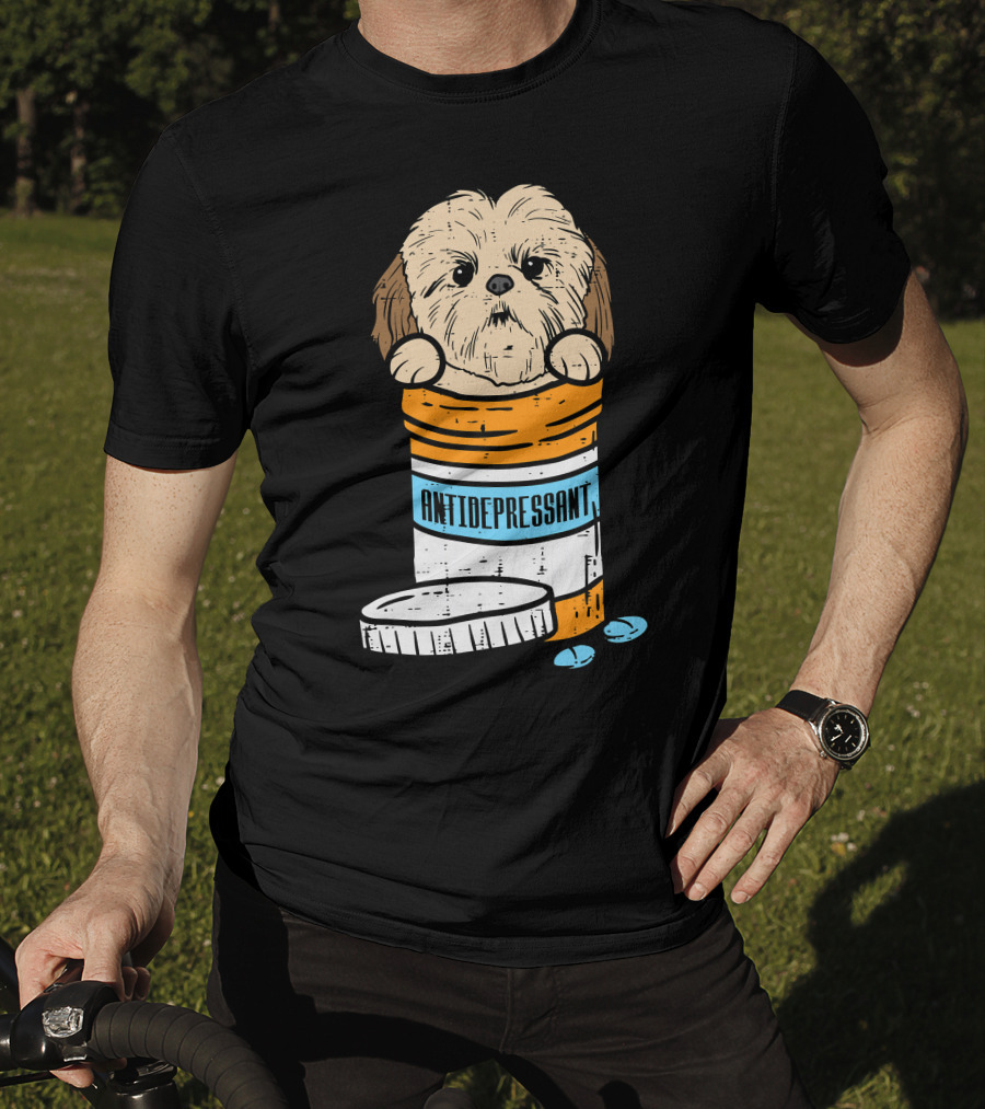 Antidepressant Shih Tzu Cute Animal Pet Dog Pill Bottle T-Shirt