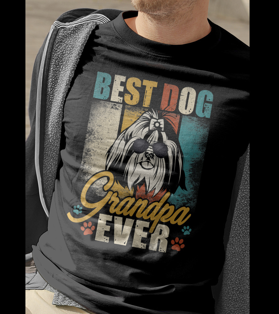 Best Dog Grandpa Ever Shih Tzu Father's Day T-Shirt