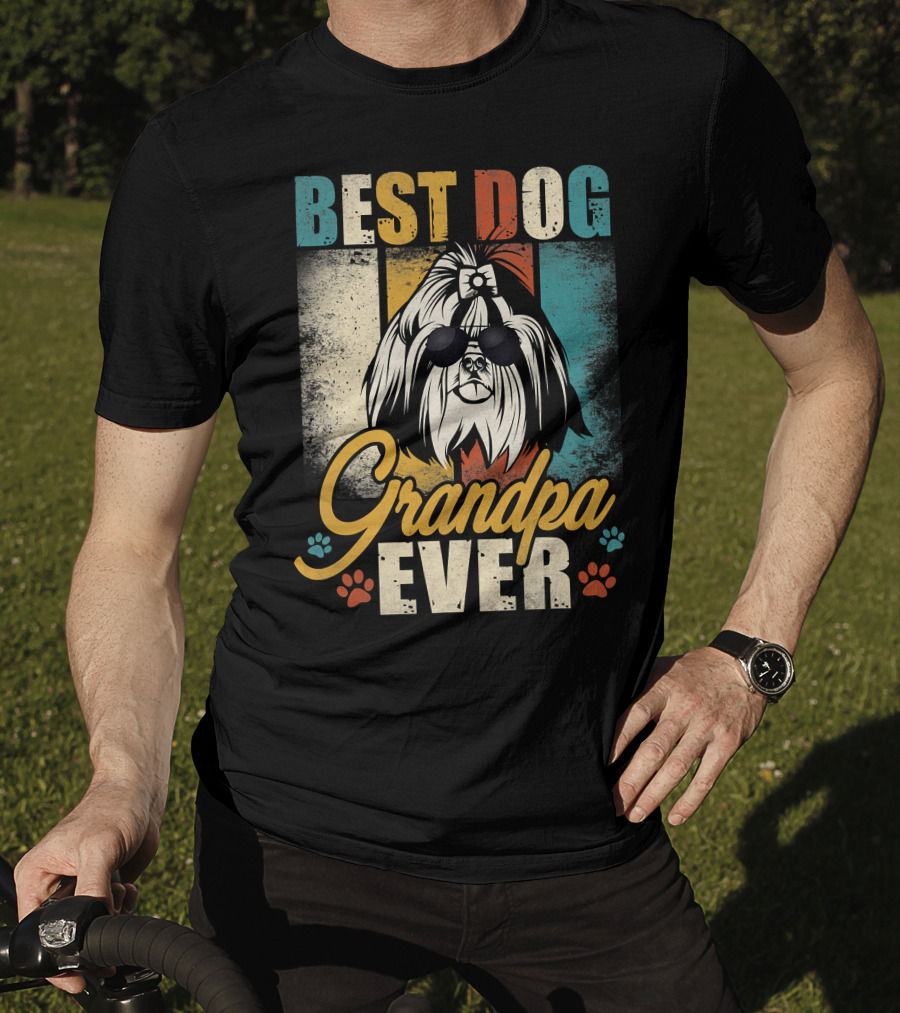 Best Dog Grandpa Ever Shih Tzu Father's Day T-Shirt