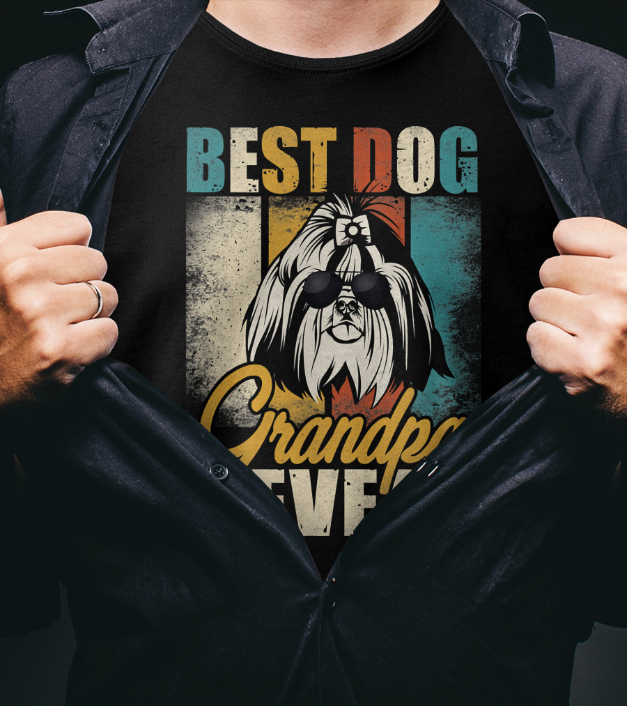 Best Dog Grandpa Ever Shih Tzu Father's Day T-Shirt
