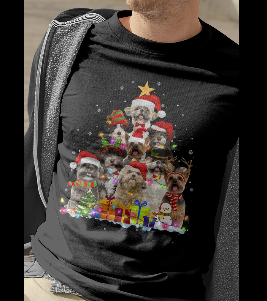 Christmas Pajama Shih Tzu Tree Xmas Dog Dad Gifts T-Shirt