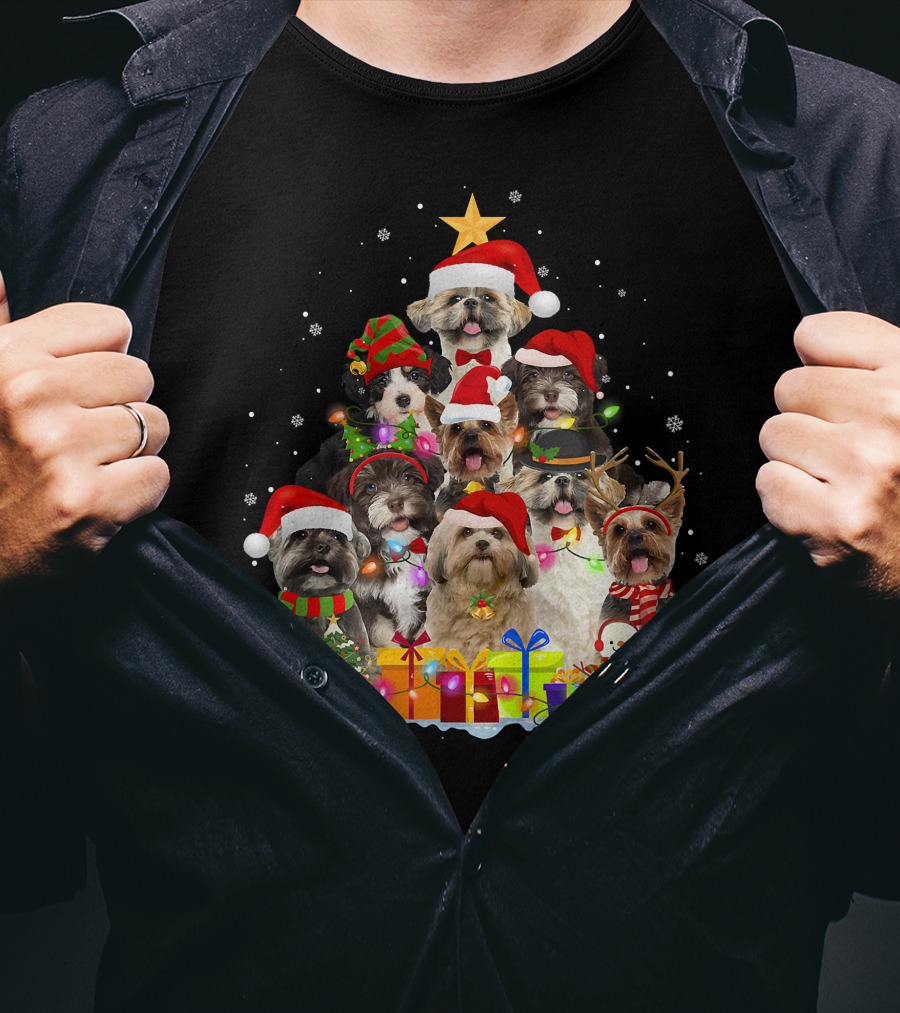 Christmas Pajama Shih Tzu Tree Xmas Dog Dad Gifts T-Shirt
