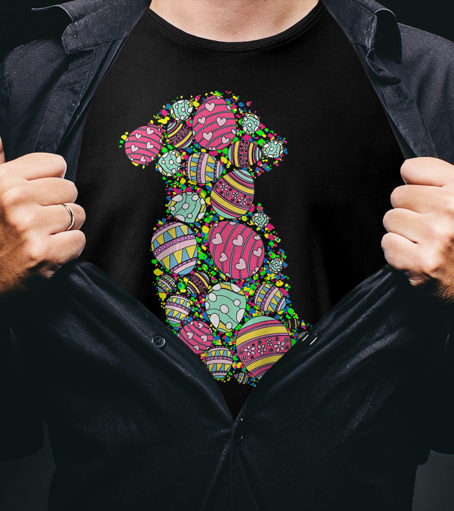 Colors Eggs Shih Tzu Dog Puppy Lover Easter Day Vibrant Festive T-Shirt