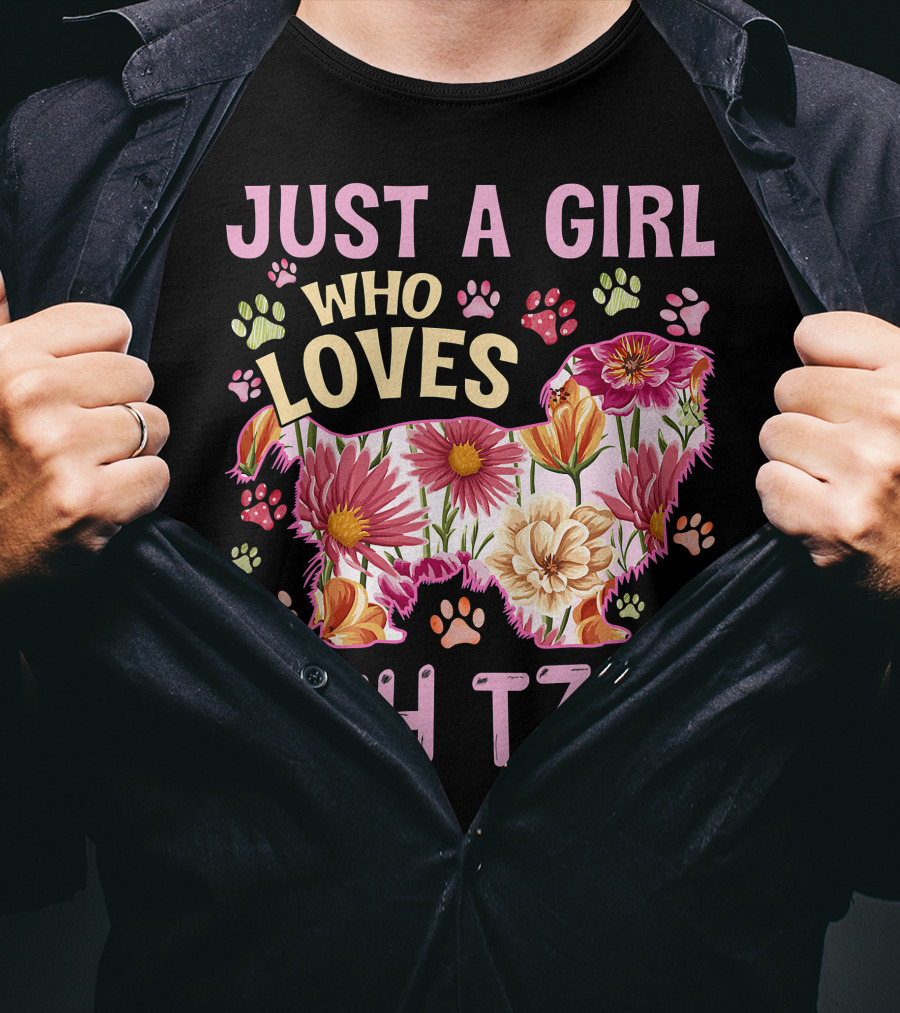 Just A Girl Who Loves Shih Tzus Floral T-Shirt