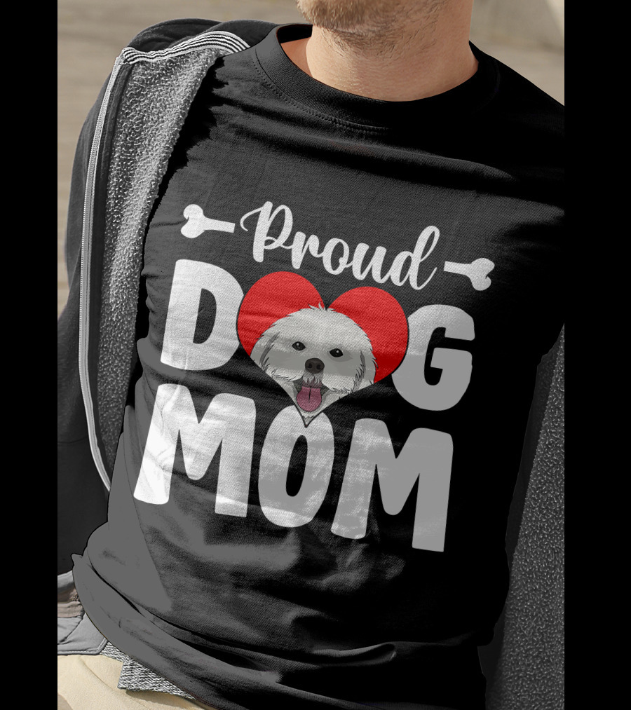 Proud Shih Tzu Dog Mom Heart T-Shirt