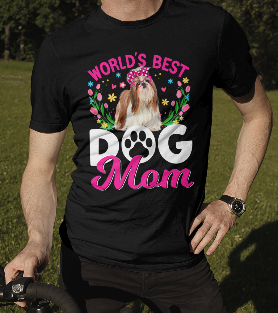 World's Best Shih Tzu Dog Mom Floral T-Shirt