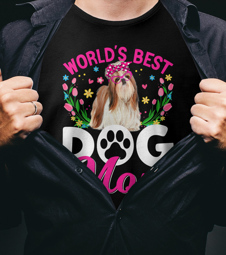 World's Best Shih Tzu Dog Mom Floral T-Shirt