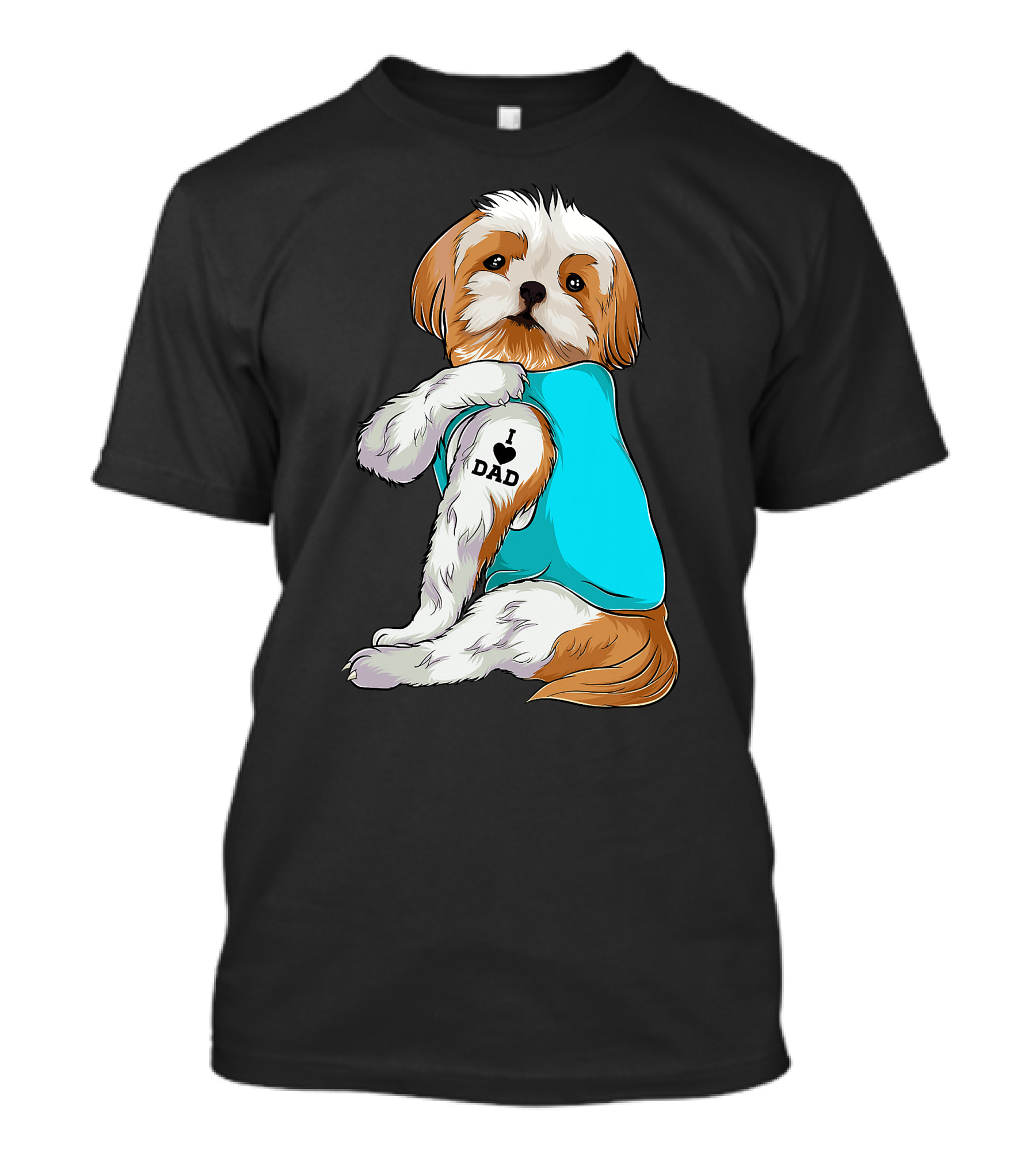 Fun Shih Tzu I Love Dad Tattoo Dog T-Shirt