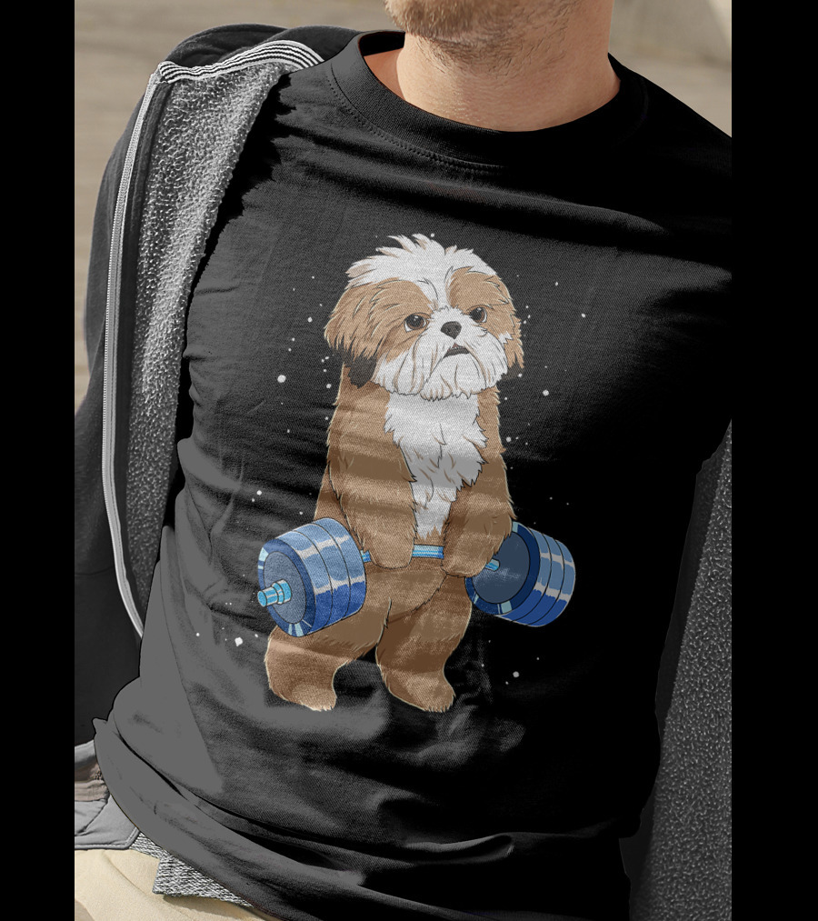 Funny Lifting Shih Tzu Dog Weightlifting T-Shirt