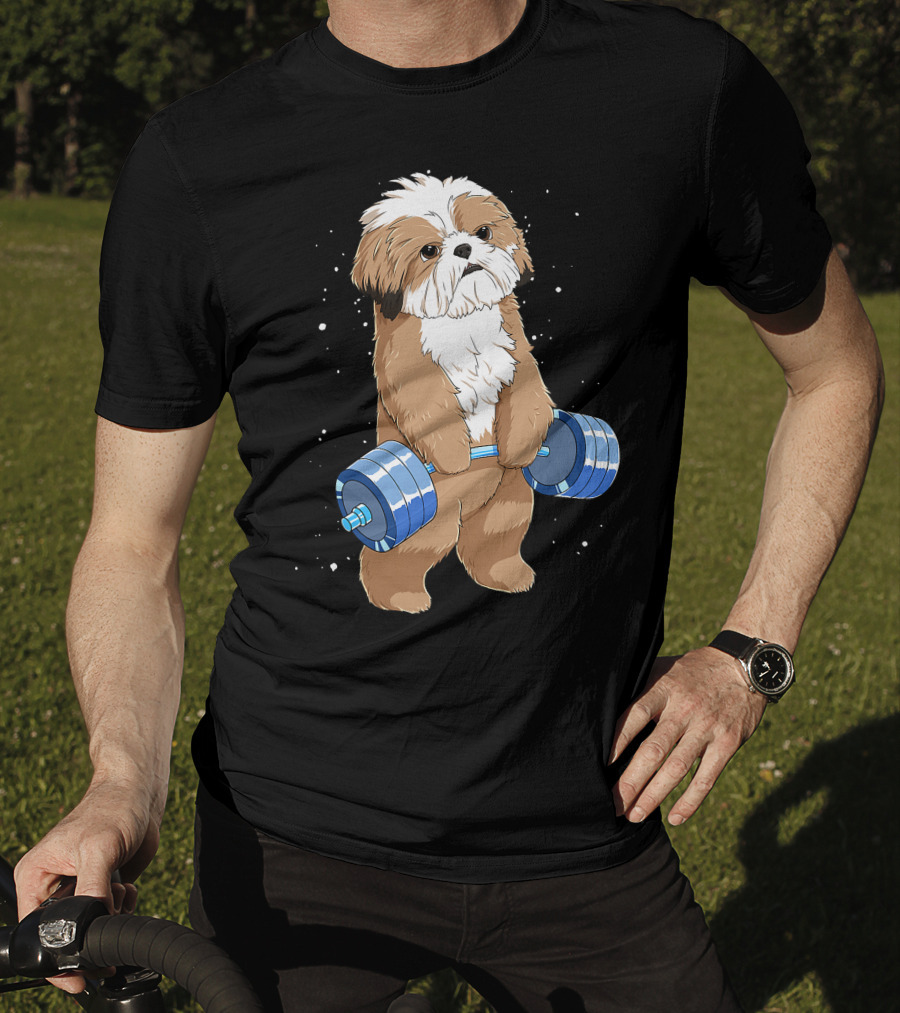Funny Lifting Shih Tzu Dog Weightlifting T-Shirt