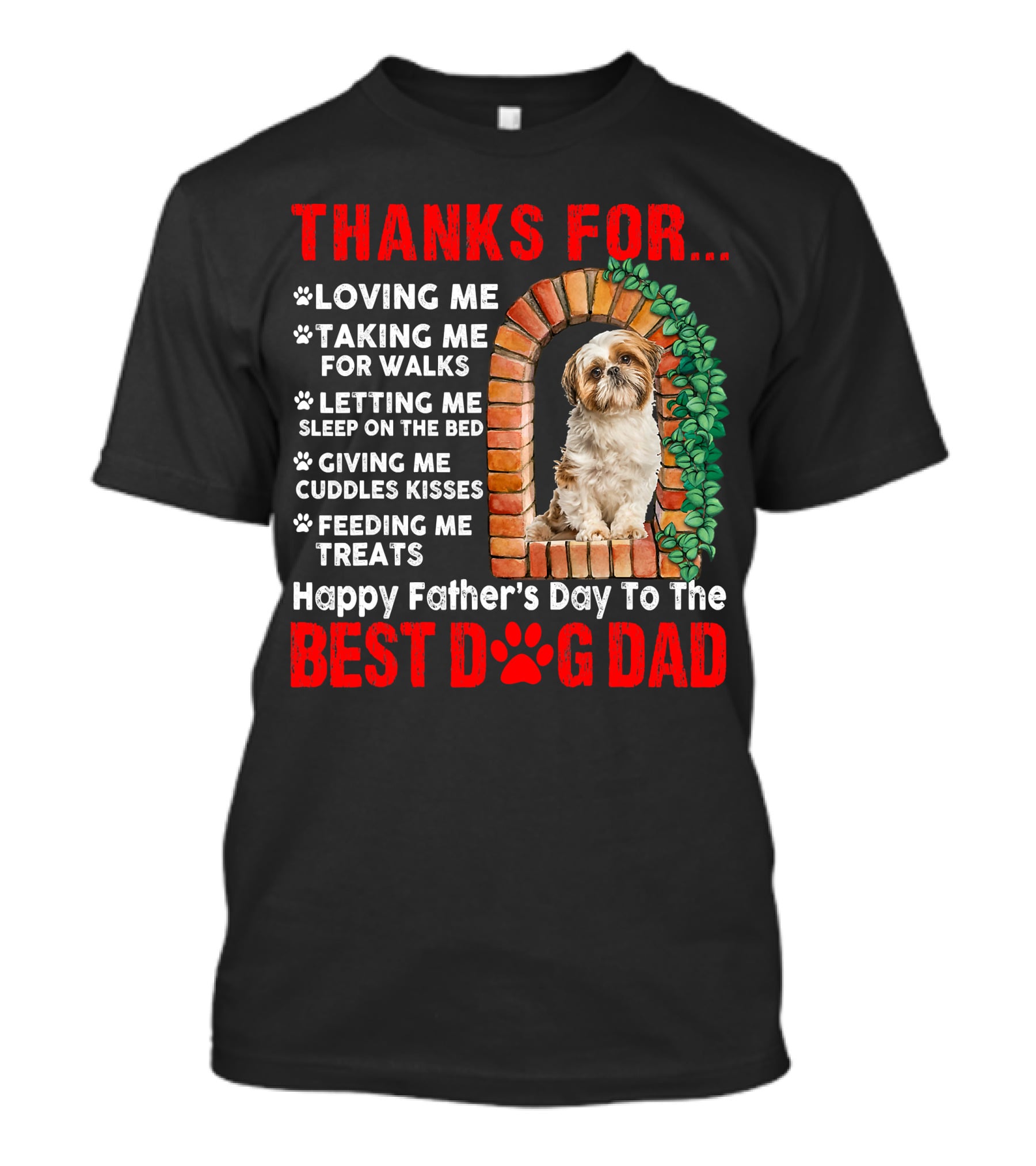 Thanks For Best Dog Dad Cute Shih Tzu T-Shirt