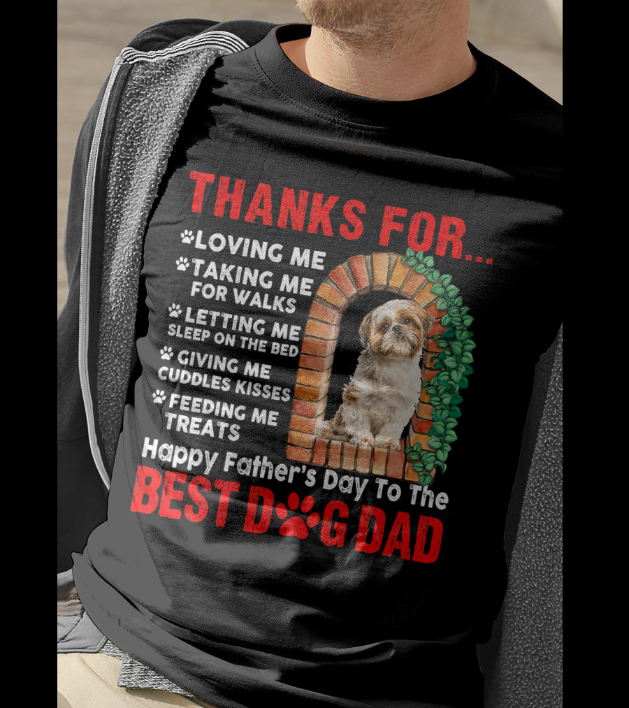 Thanks For Best Dog Dad Cute Shih Tzu T-Shirt