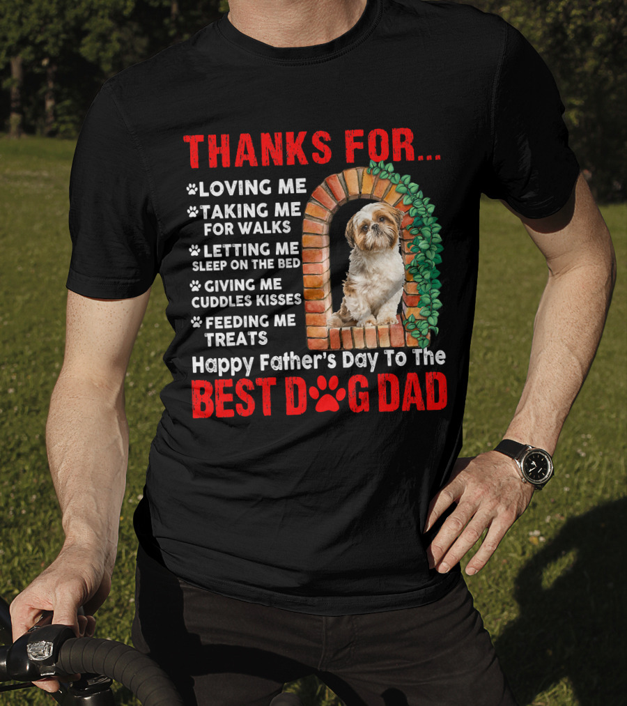 Thanks For Best Dog Dad Cute Shih Tzu T-Shirt