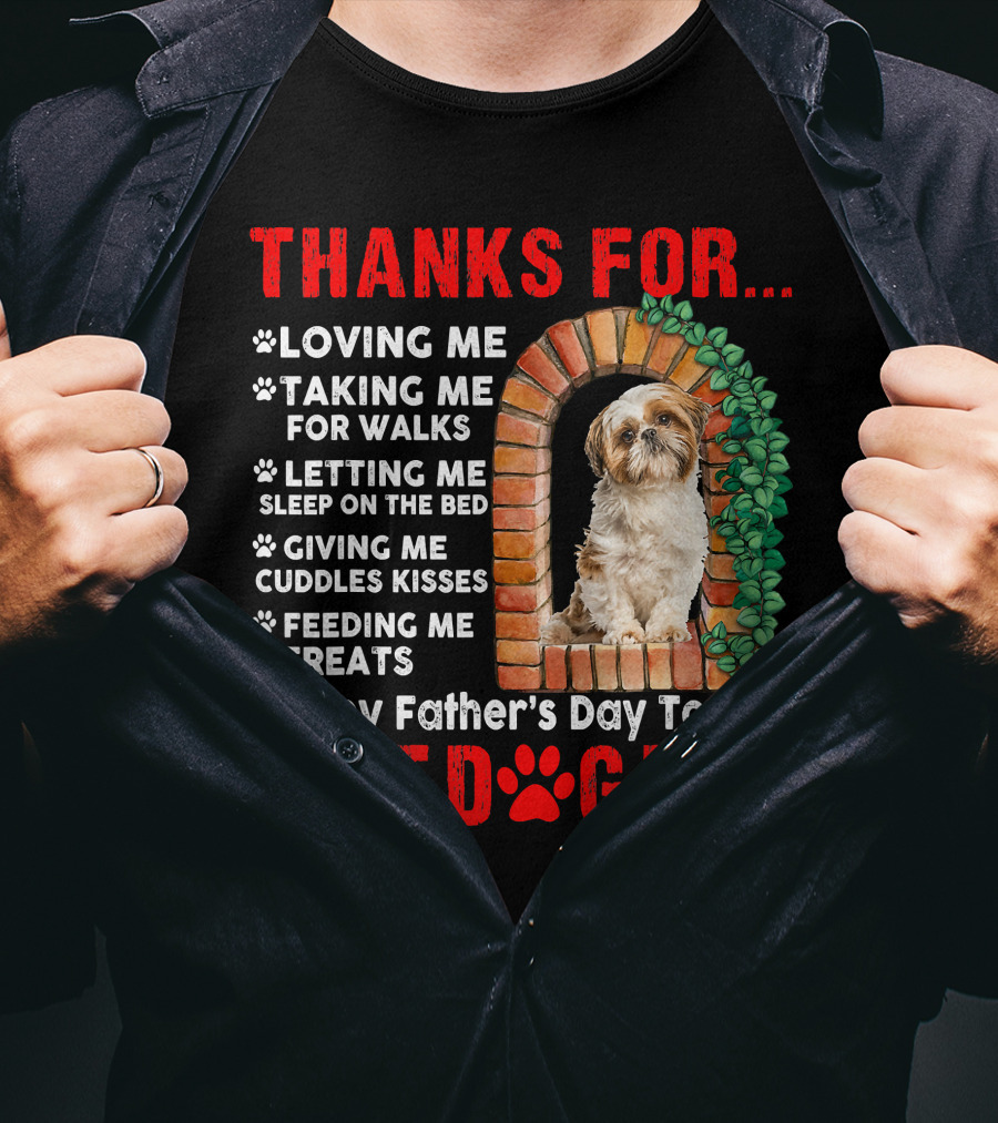 Thanks For Best Dog Dad Cute Shih Tzu T-Shirt
