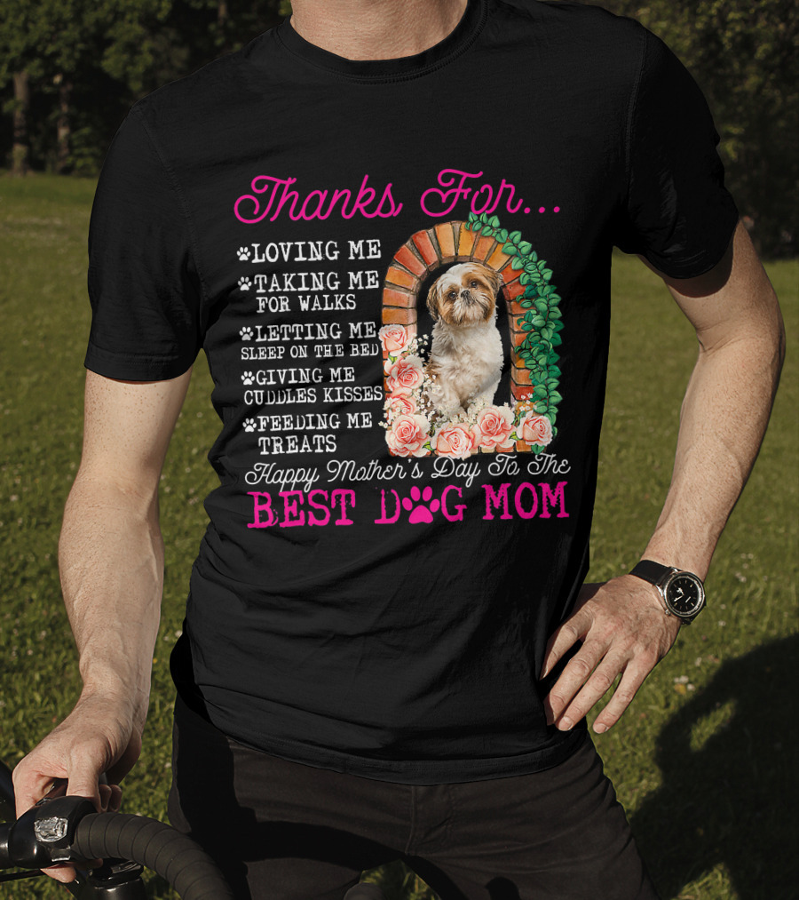 Thanks For Best Dog Mom Cute Shih Tzu Mother's Day T-Shirt