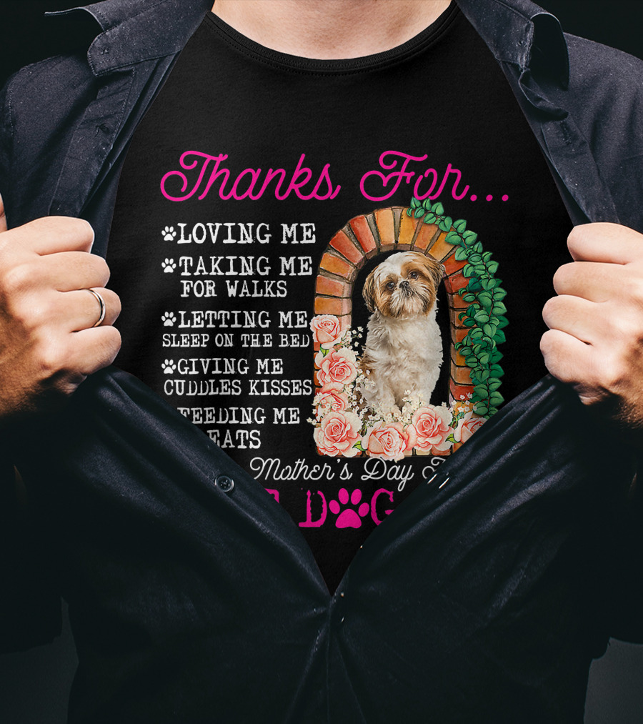 Thanks For Best Dog Mom Cute Shih Tzu Mother's Day T-Shirt