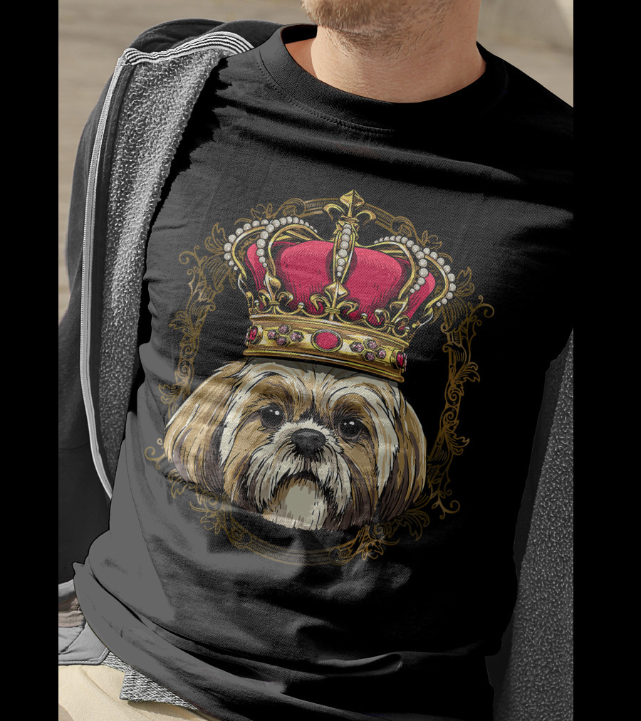 King Shih Tzu Crowned Portrait Queen Shih Tzu Dog T-Shirt