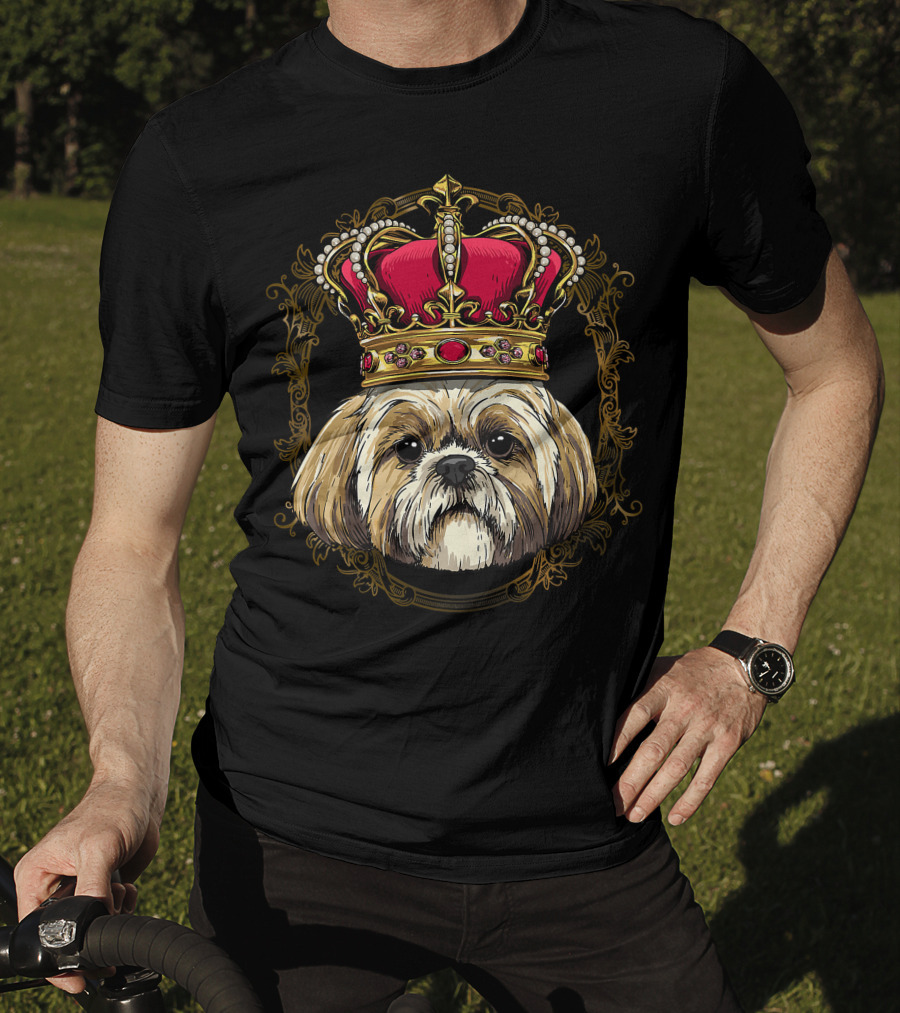 King Shih Tzu Crowned Portrait Queen Shih Tzu Dog T-Shirt