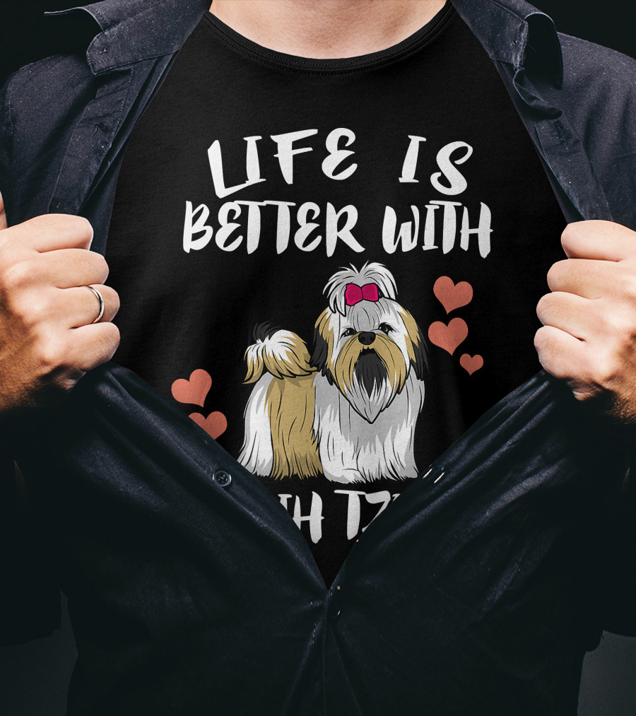 Life Is Better With Shih Tzus And Hearts T-Shirt