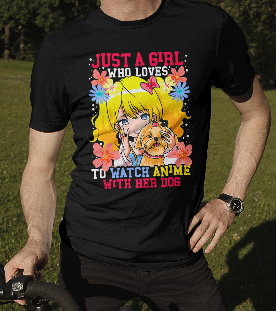 Just A Girl Watch Anime With Her Dog Shih Tzu Pup Manga T-Shirt