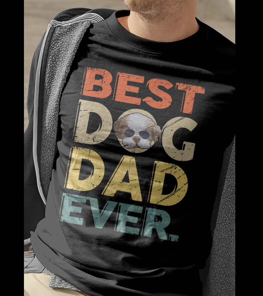Best Dog Dad Ever Shih Tzu Father's Day Mens Gifts T-Shirt
