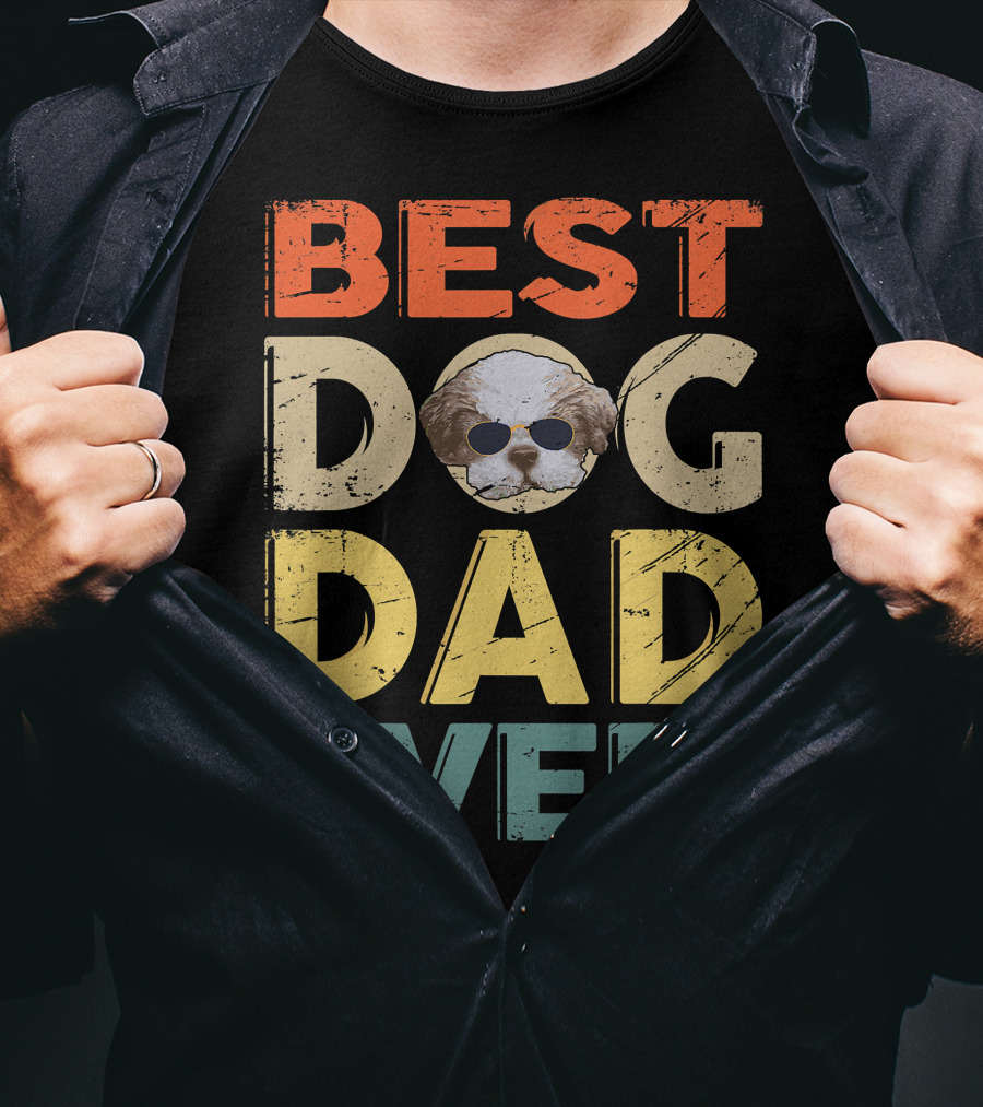 Best Dog Dad Ever Shih Tzu Father's Day Mens Gifts T-Shirt