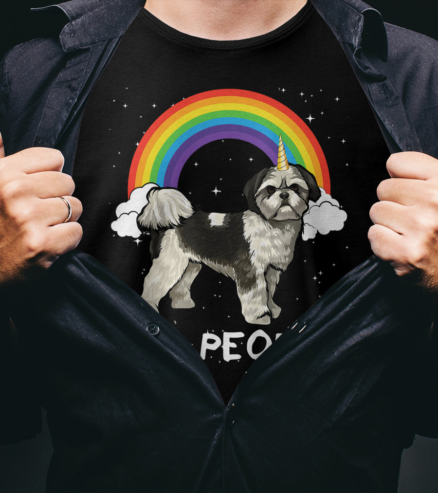 Rainbow Shih Tzu Unicorn Ew People T-Shirt
