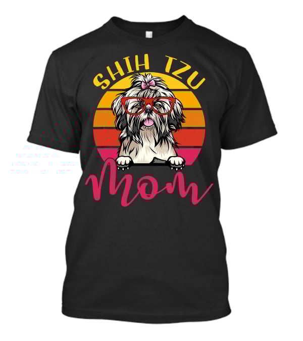Shih Tzu Mom Retro Vintage Funny Dog Mama Mothers T-Shirt