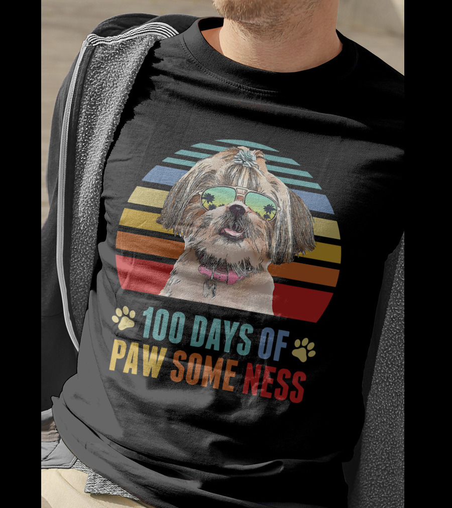 100 Days Of Pawsomeness Shih Tzu Dog T-Shirt