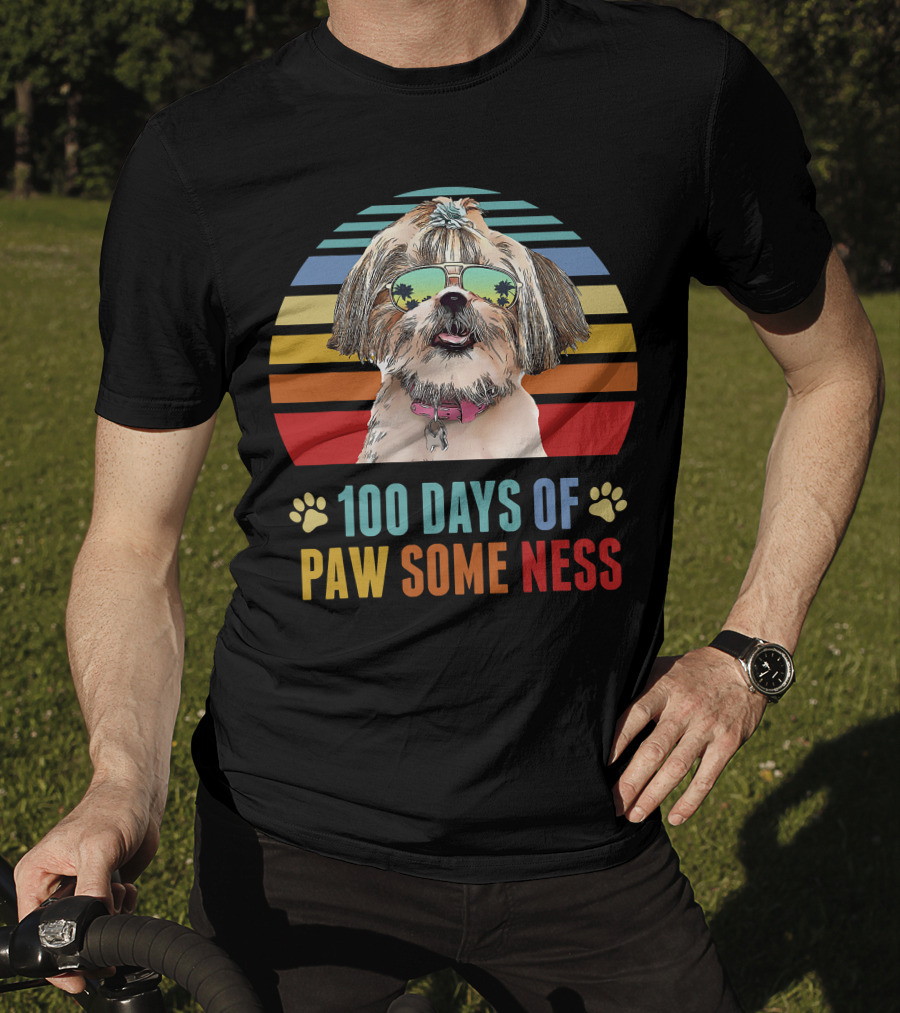 100 Days Of Pawsomeness Shih Tzu Dog T-Shirt