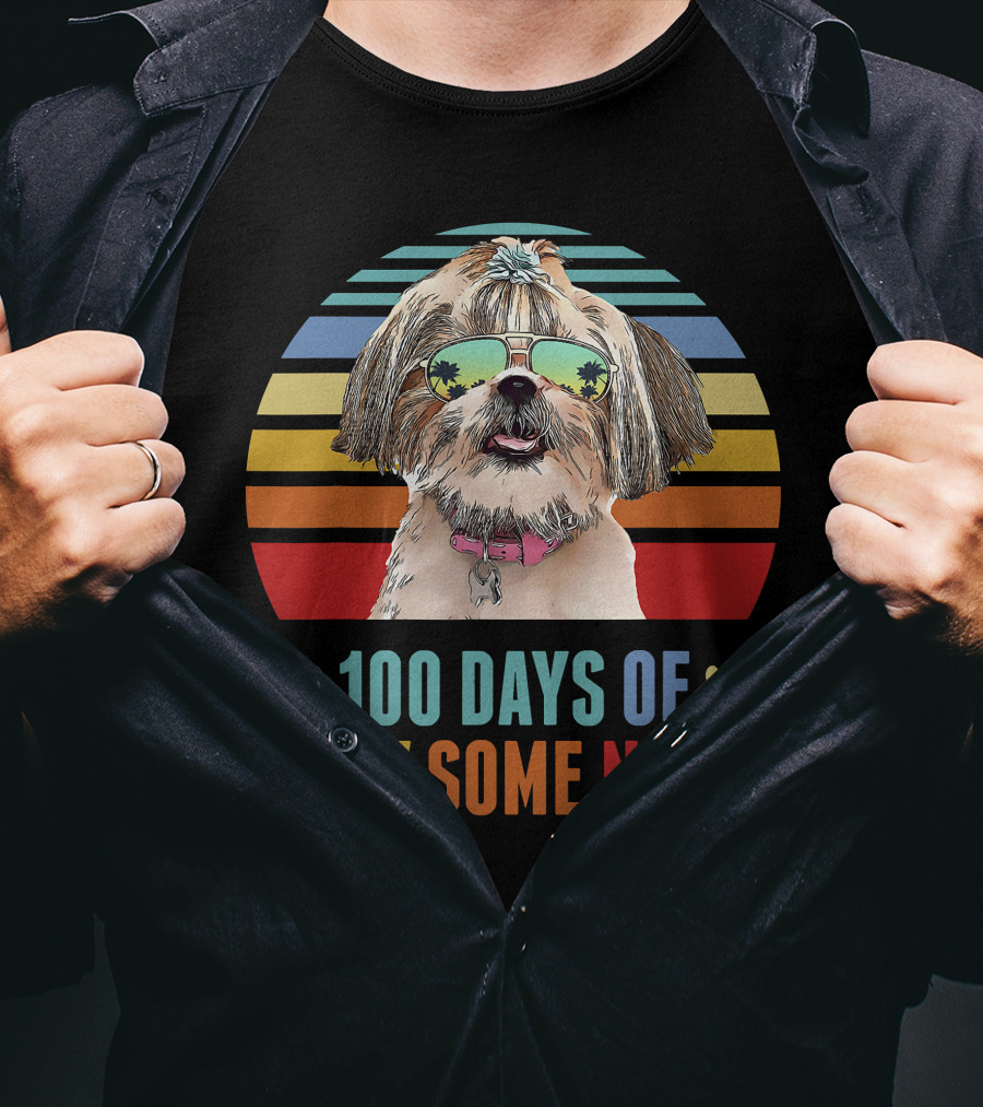 100 Days Of Pawsomeness Shih Tzu Dog T-Shirt