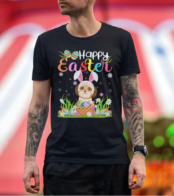 Premium T-Shirt: Happy Easter Shih Tzu Dog Bunny Egg Hunting Funny Shih Tzu T-Shirt Happy Easter Shih Tzu Dog Bunny Egg Hunting Funny Shih Tzu T-Shirt