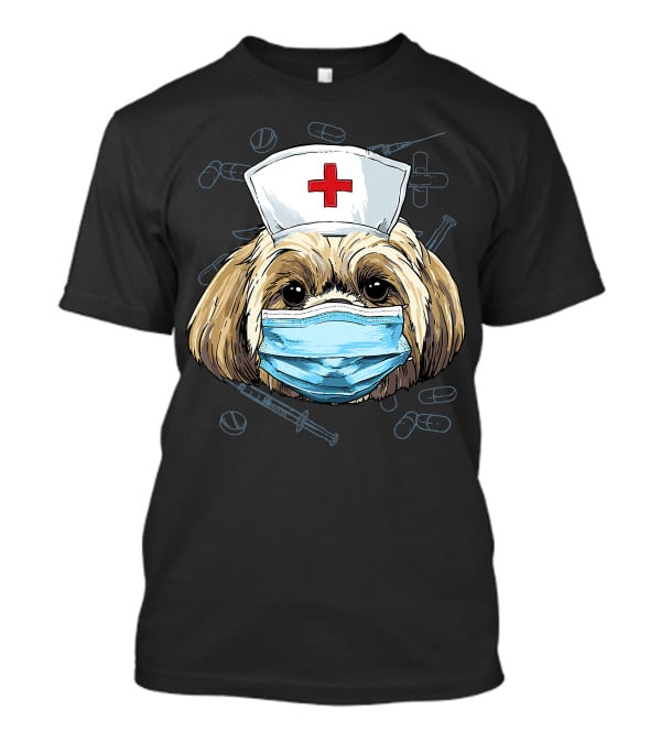 Shih Tzu Nurse RN Graduation Mask Medical T-Shirt