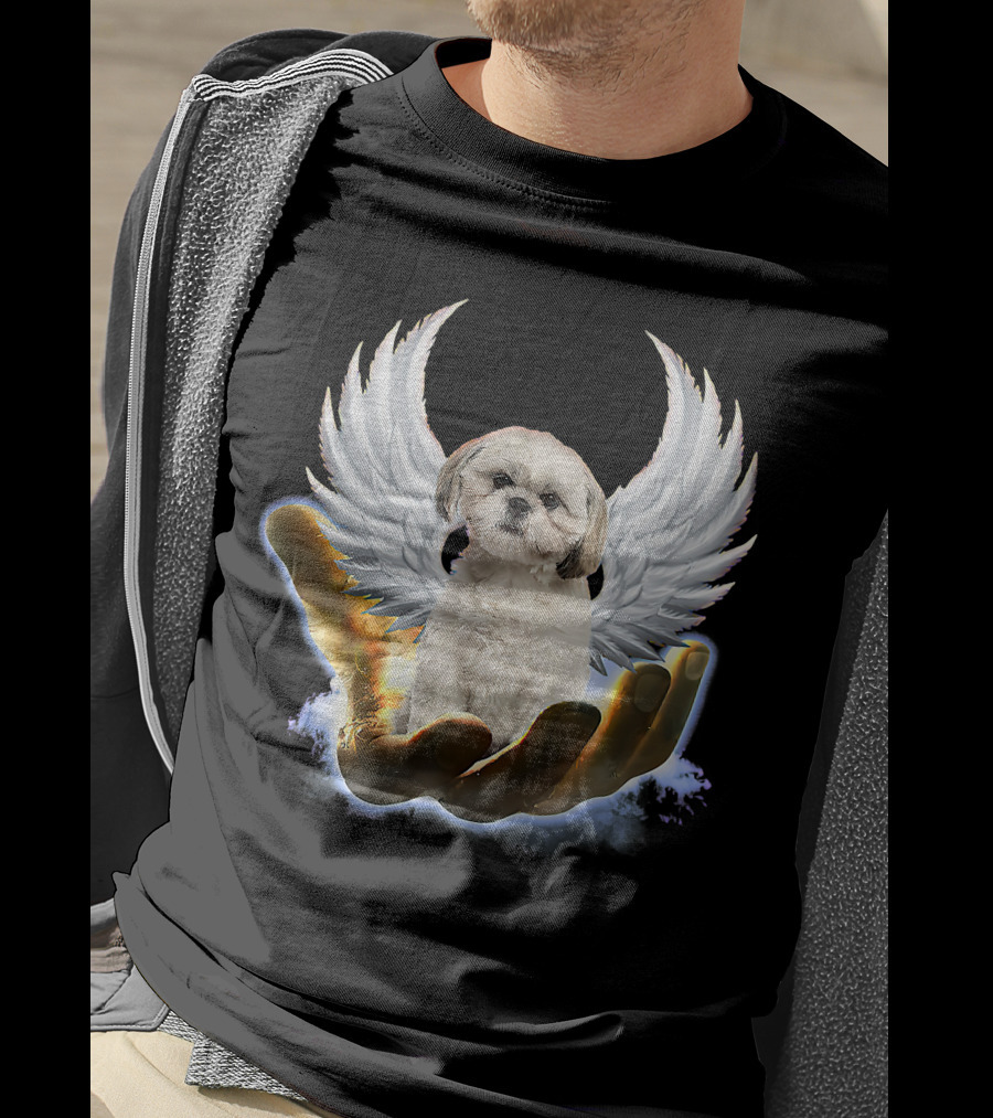 Shih Tzu God Golden Hand Heaven Wings Mens Womens T-Shirt