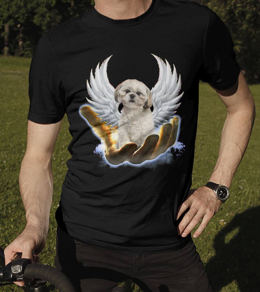 Shih Tzu God Golden Hand Heaven Wings Mens Womens T-Shirt