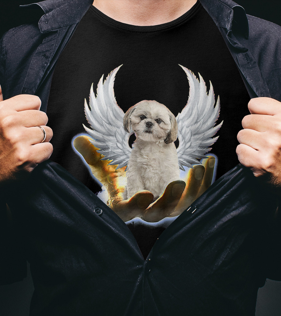 Shih Tzu God Golden Hand Heaven Wings Mens Womens T-Shirt