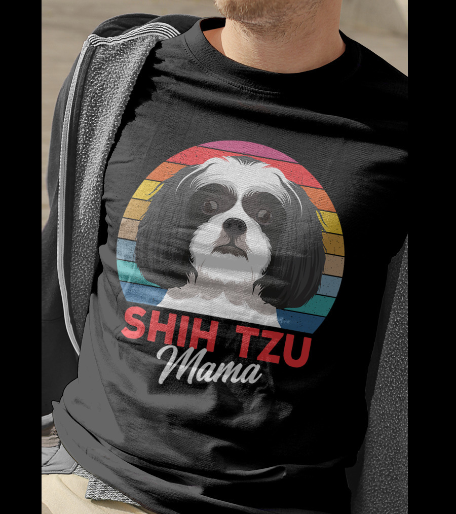 Shih Tzu Mama Cute Shih Tzu Dog Mom Retro T-Shirt