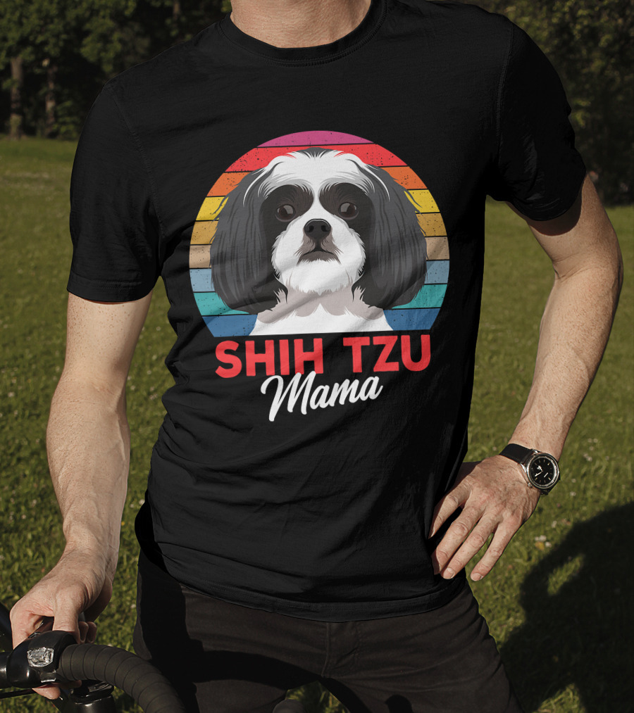 Shih Tzu Mama Cute Shih Tzu Dog Mom Retro T-Shirt
