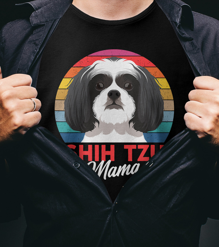 Shih Tzu Mama Cute Shih Tzu Dog Mom Retro T-Shirt