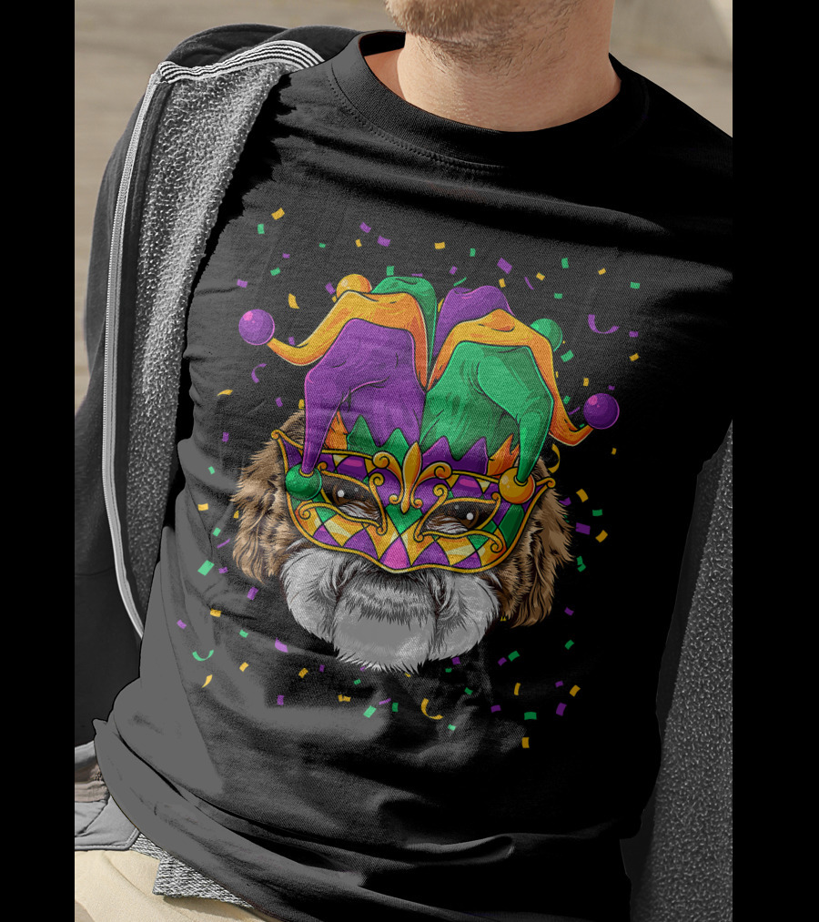 Shih Tzu Dog Mardi Gras Carnival Jester Festi T-Shirt