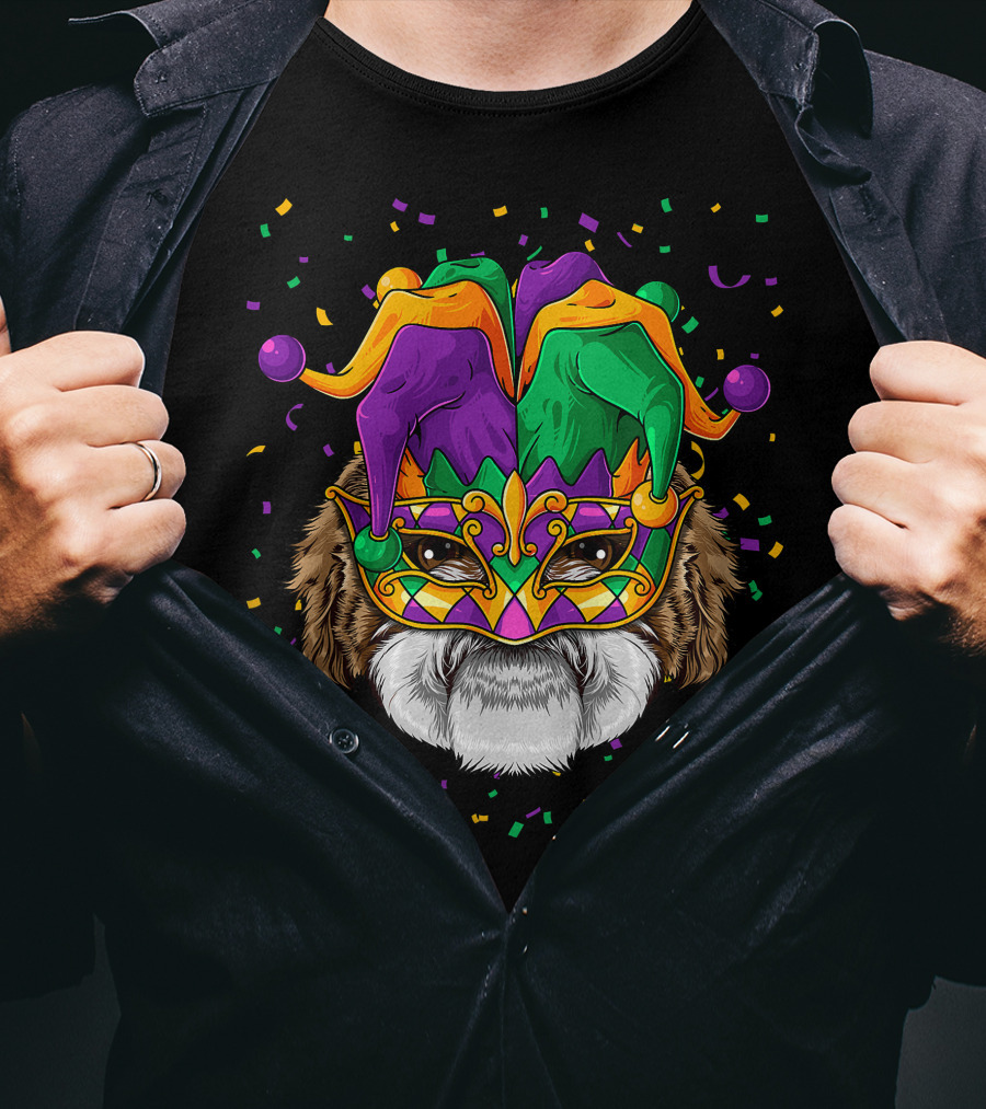 Shih Tzu Dog Mardi Gras Carnival Jester Festi T-Shirt