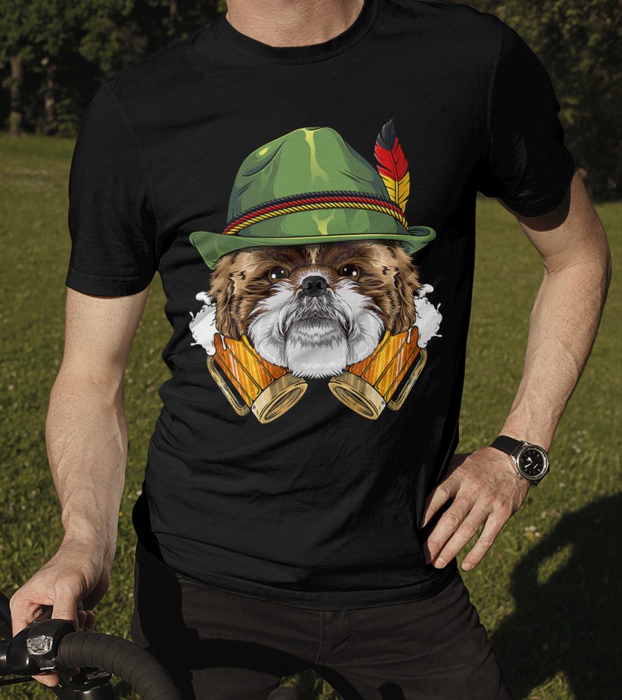 Shih Tzu Oktoberfest Beer Fest Lederhosen German T-Shirt
