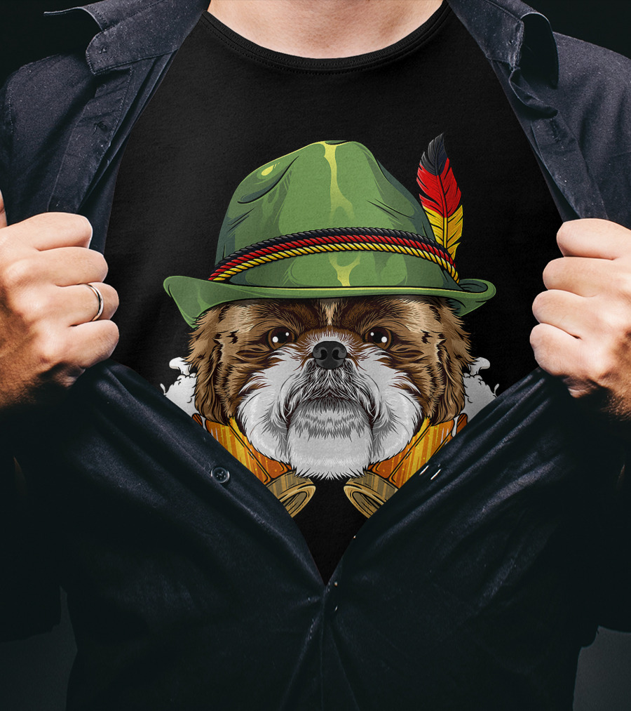 Shih Tzu Oktoberfest Beer Fest Lederhosen German T-Shirt