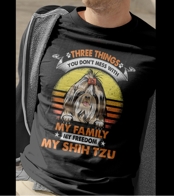 Three Things My Family My Shih Tzu T-Shirt
