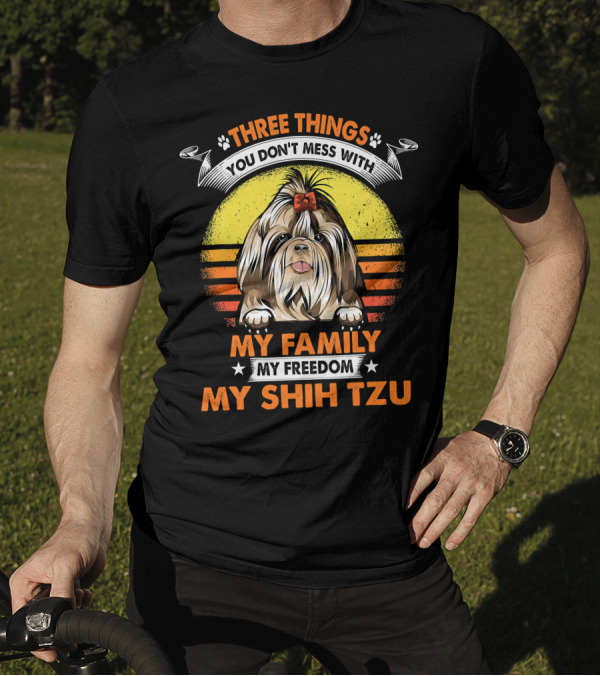 Three Things My Family My Shih Tzu T-Shirt