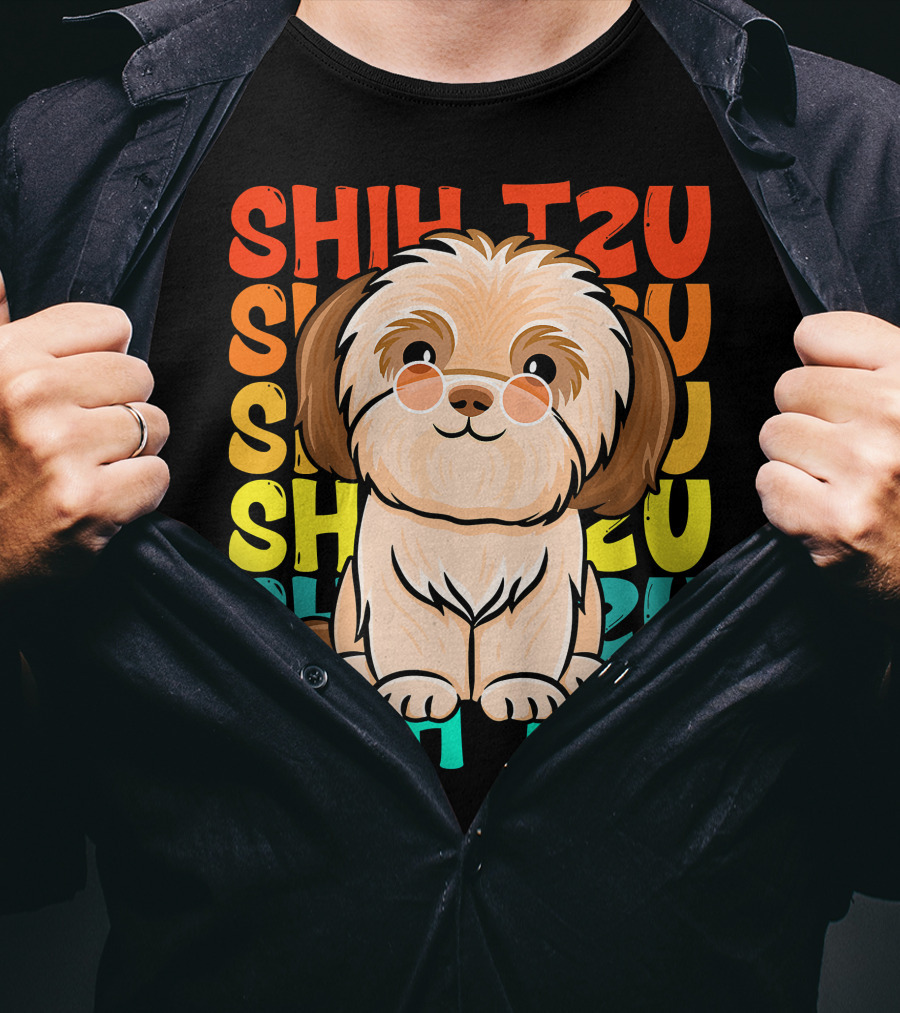 Shih Tzu Vintage Shihtzu Dog Retro Colors T-Shirt